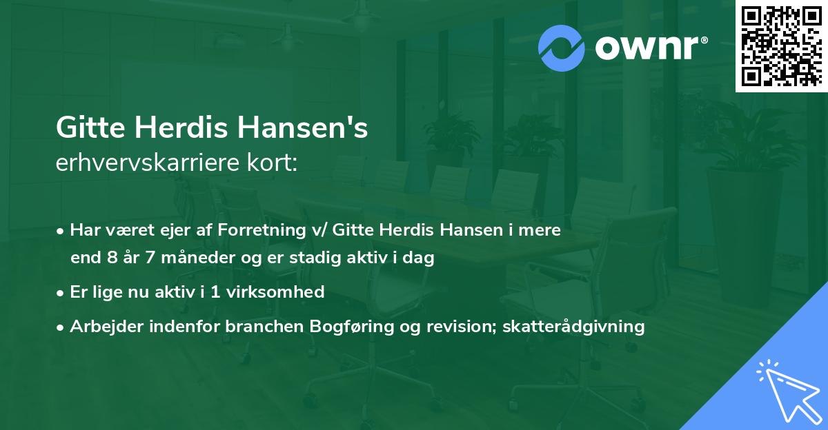 Gitte Herdis Hansen's erhvervskarriere kort
