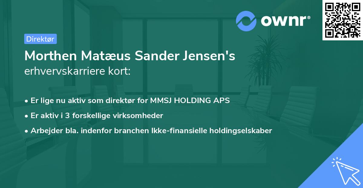 Morthen Matæus Sander Jensen's erhvervskarriere kort