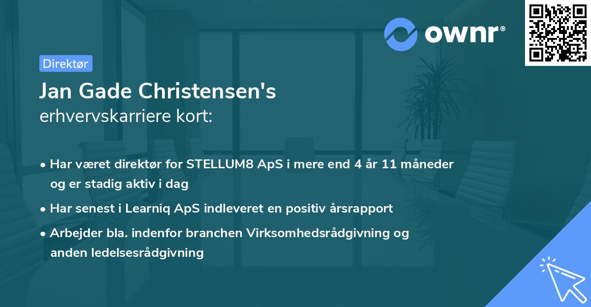 Jan Gade Christensen's erhvervskarriere kort