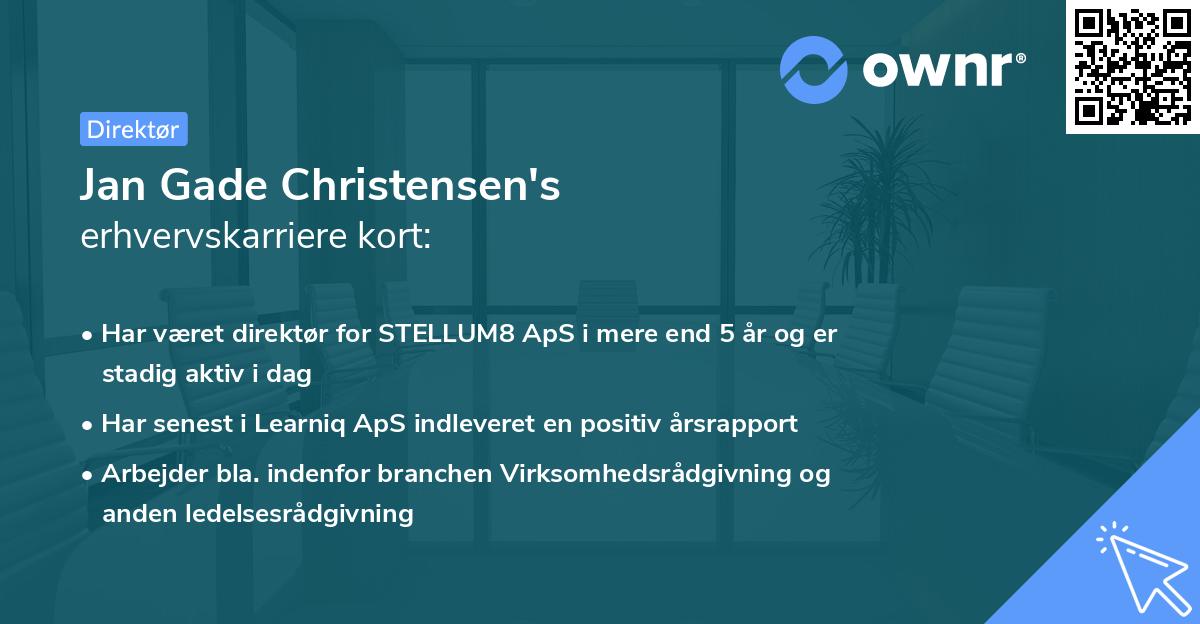 Jan Gade Christensen's erhvervskarriere kort