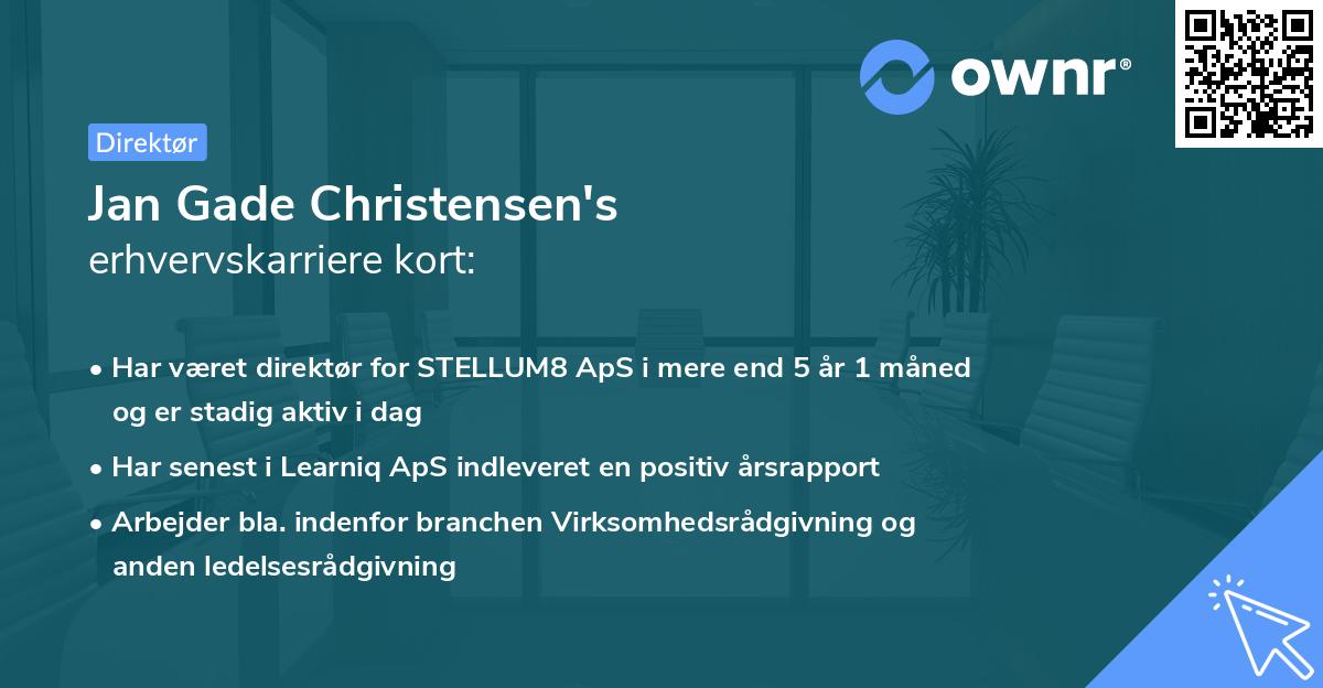 Jan Gade Christensen's erhvervskarriere kort