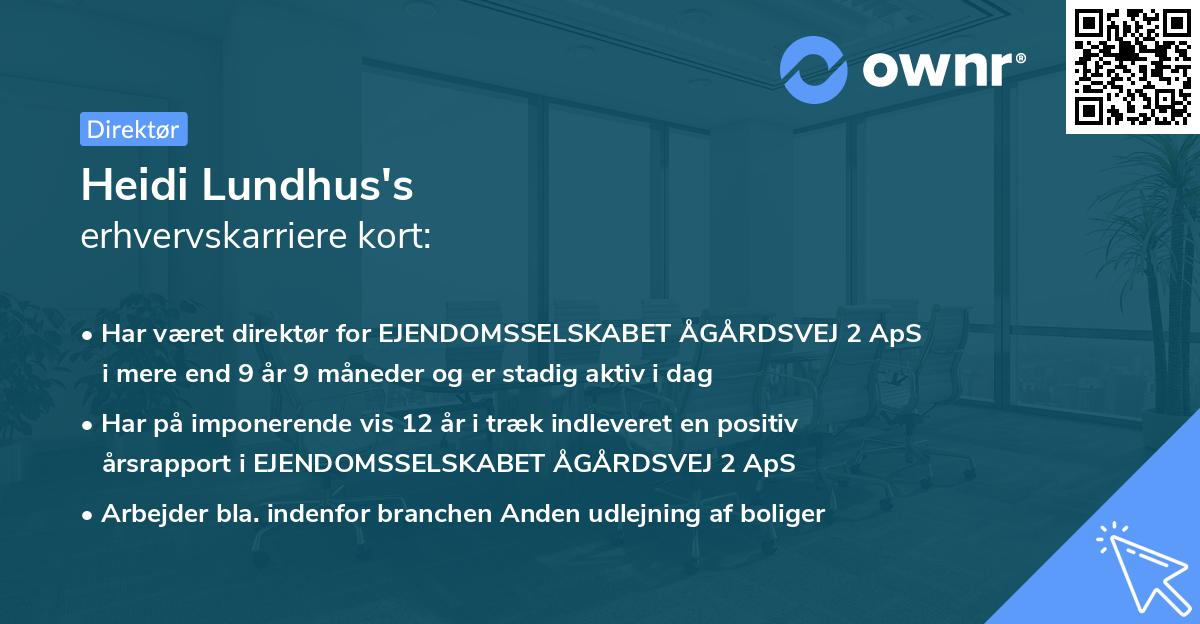 Heidi Lundhus's erhvervskarriere kort
