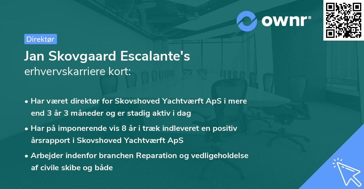 Jan Skovgaard Escalante's erhvervskarriere kort