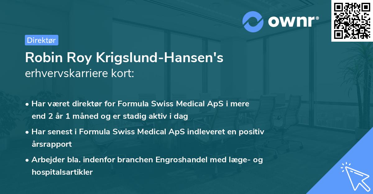 Robin Roy Krigslund-Hansen's erhvervskarriere kort