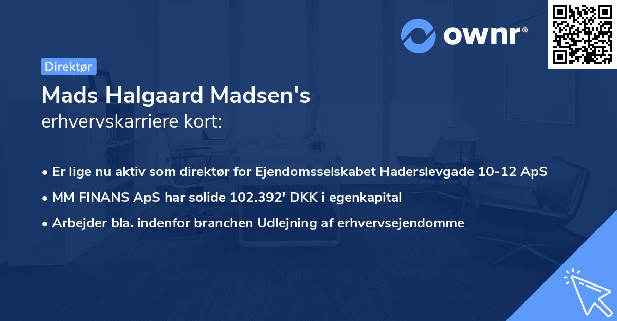 Mads Halgaard Madsen's erhvervskarriere kort