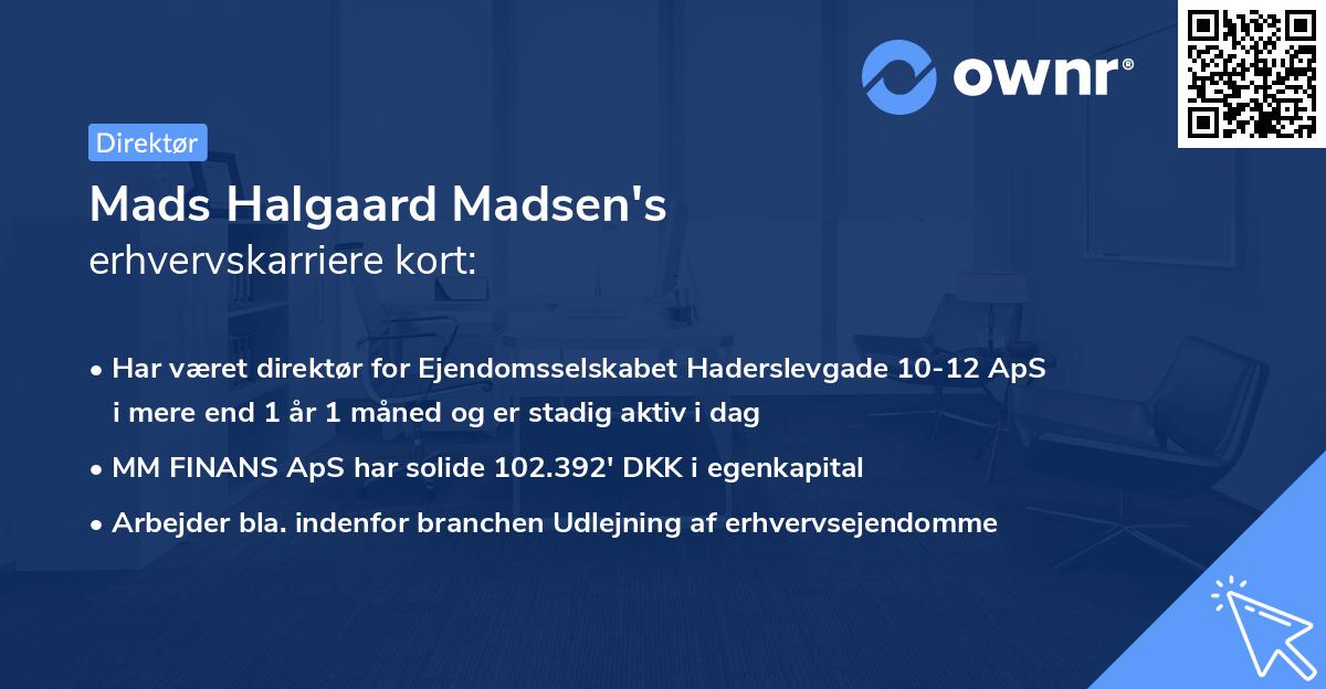 Mads Halgaard Madsen's erhvervskarriere kort