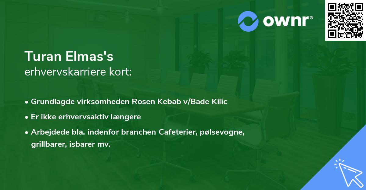 Turan Elmas's erhvervskarriere kort