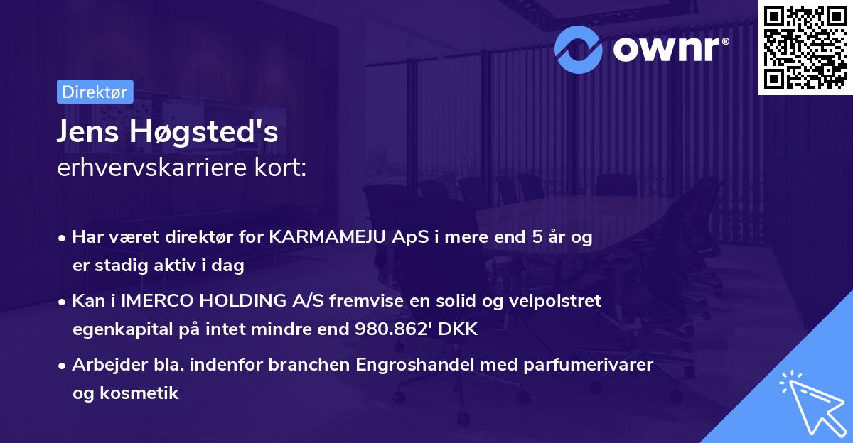 Jens Høgsted's erhvervskarriere kort