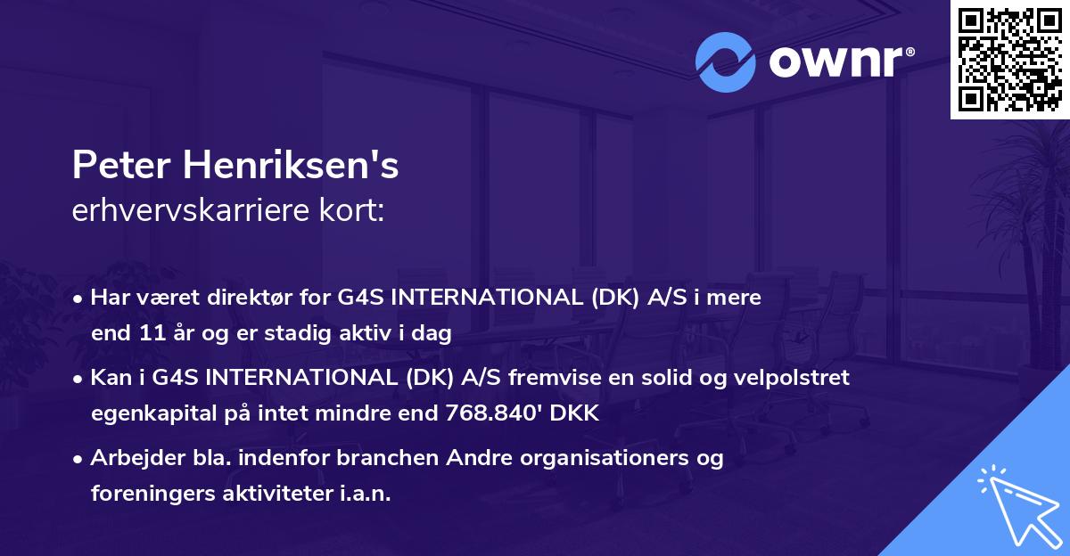 Peter Henriksen's erhvervskarriere kort