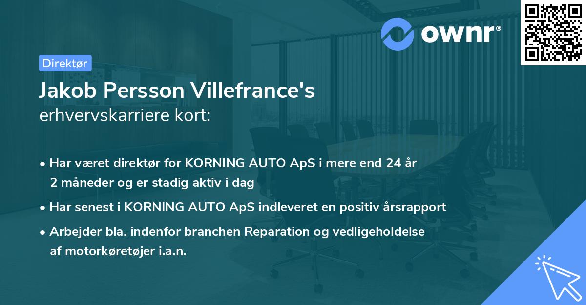 Jakob Persson Villefrance's erhvervskarriere kort