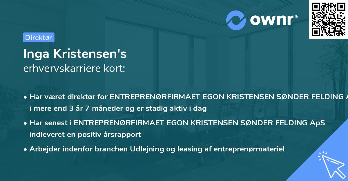 Inga Kristensen's erhvervskarriere kort