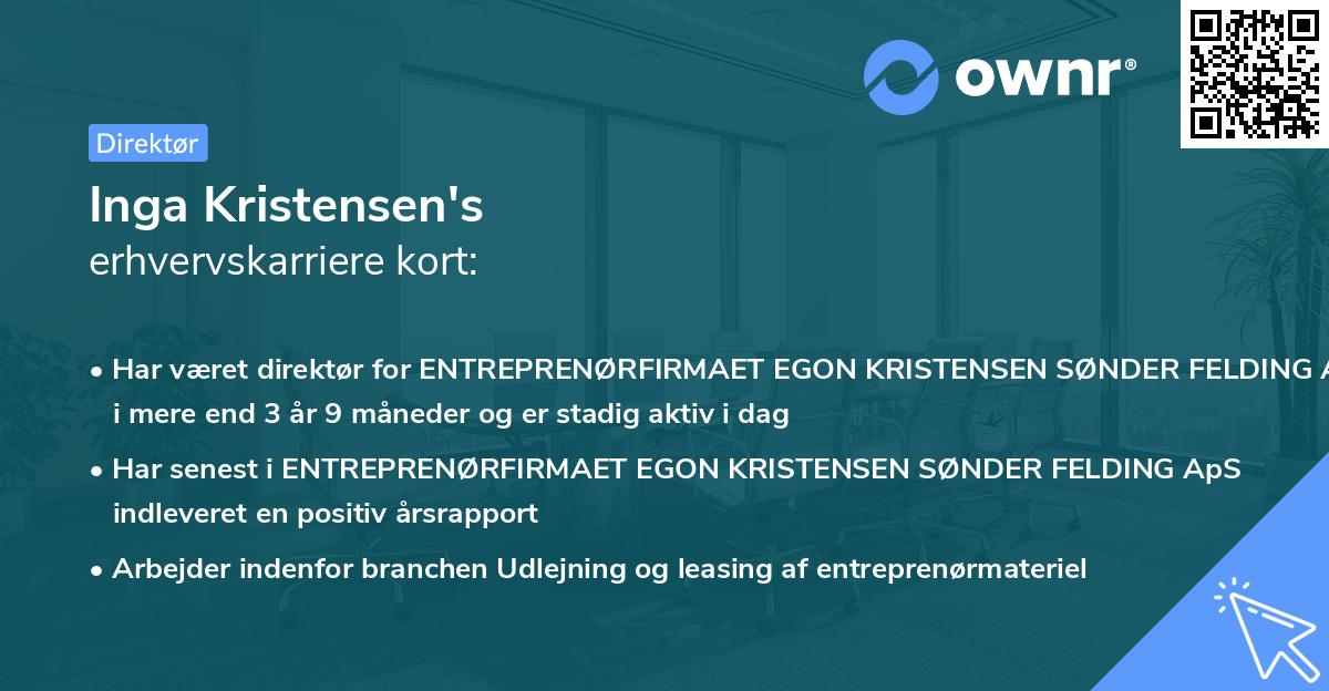 Inga Kristensen's erhvervskarriere kort