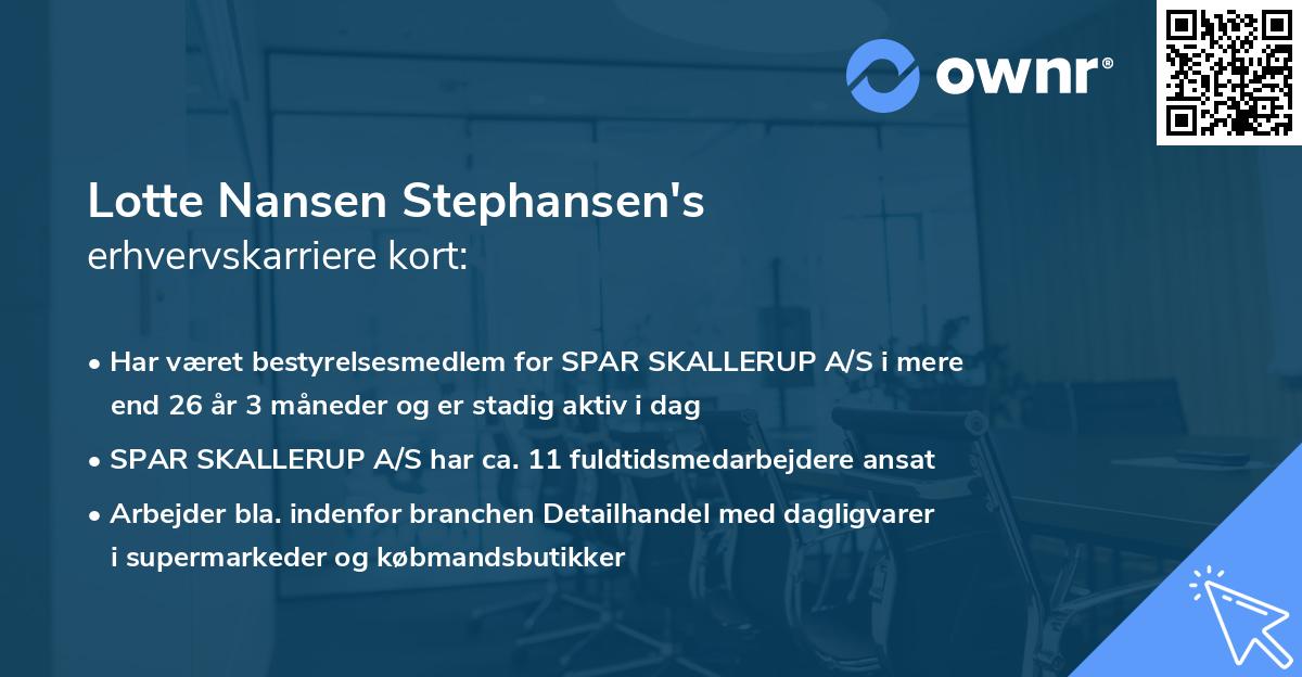 Lotte Nansen Stephansen's erhvervskarriere kort
