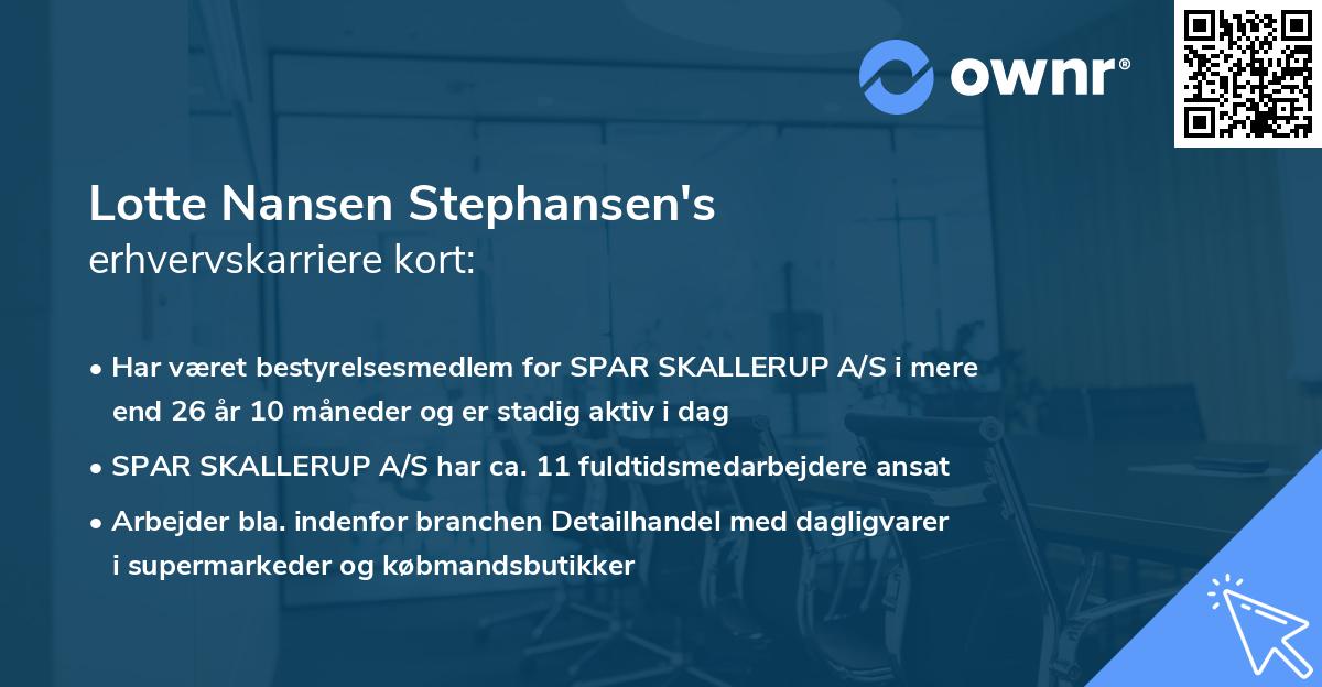 Lotte Nansen Stephansen's erhvervskarriere kort