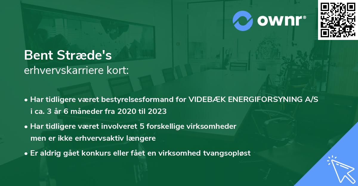 Bent Stræde's erhvervskarriere kort