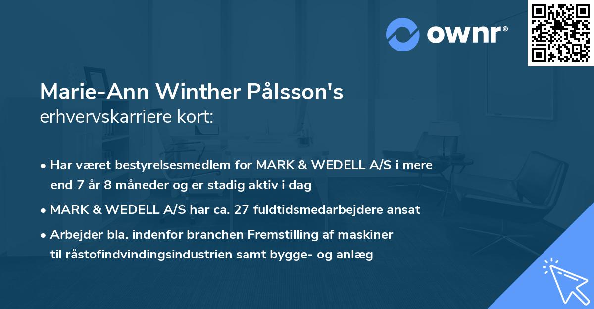 Marie-Ann Winther Pålsson's erhvervskarriere kort