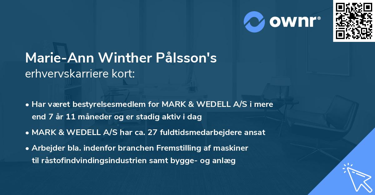 Marie-Ann Winther Pålsson's erhvervskarriere kort