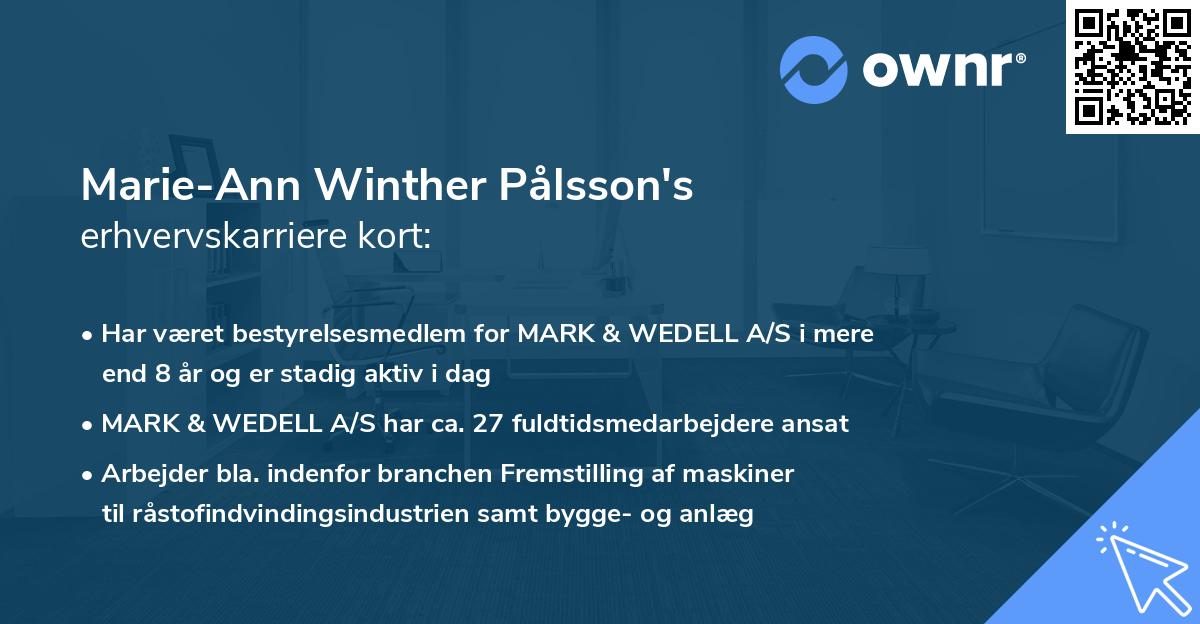 Marie-Ann Winther Pålsson's erhvervskarriere kort