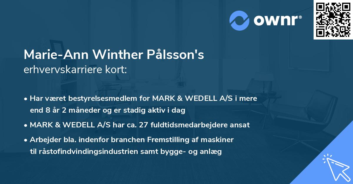 Marie-Ann Winther Pålsson's erhvervskarriere kort