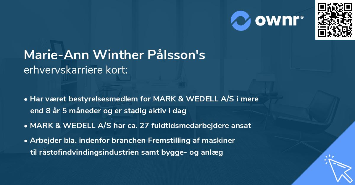 Marie-Ann Winther Pålsson's erhvervskarriere kort