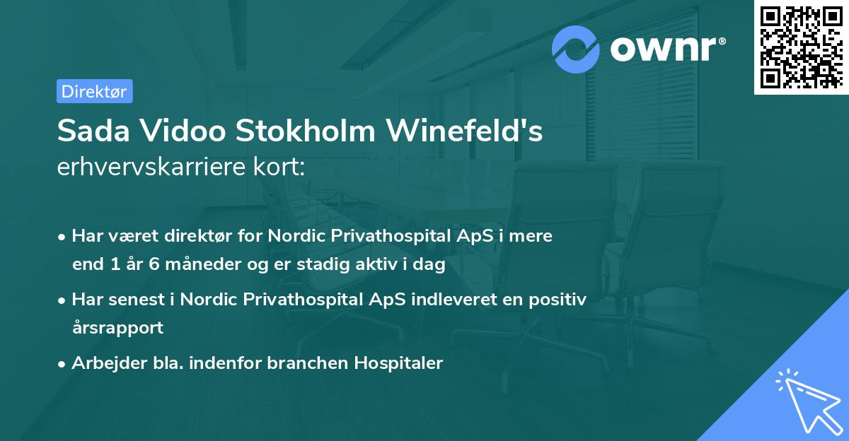 Sada Vidoo Stokholm Winefeld's erhvervskarriere kort