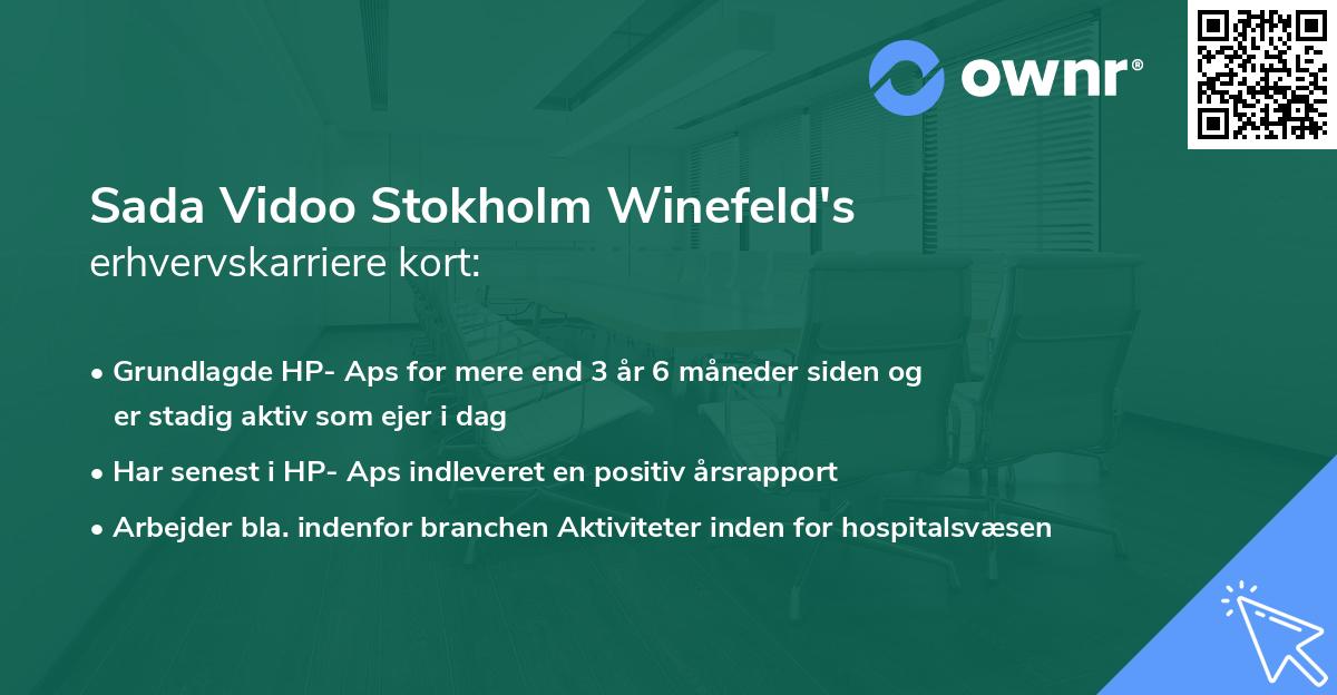 Sada Vidoo Stokholm Winefeld's erhvervskarriere kort