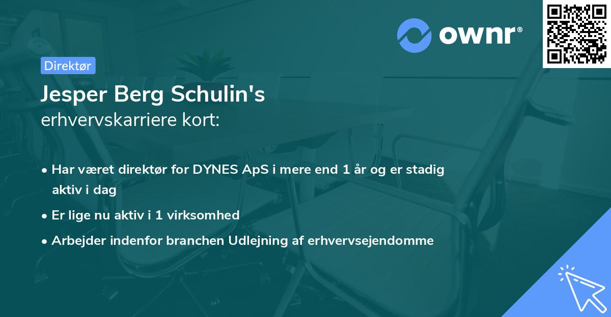 Jesper Berg Schulin's erhvervskarriere kort