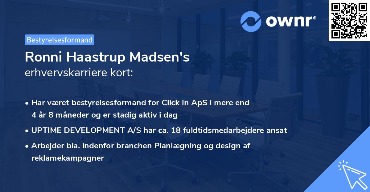 Ronni Haastrup Madsen's erhvervskarriere kort
