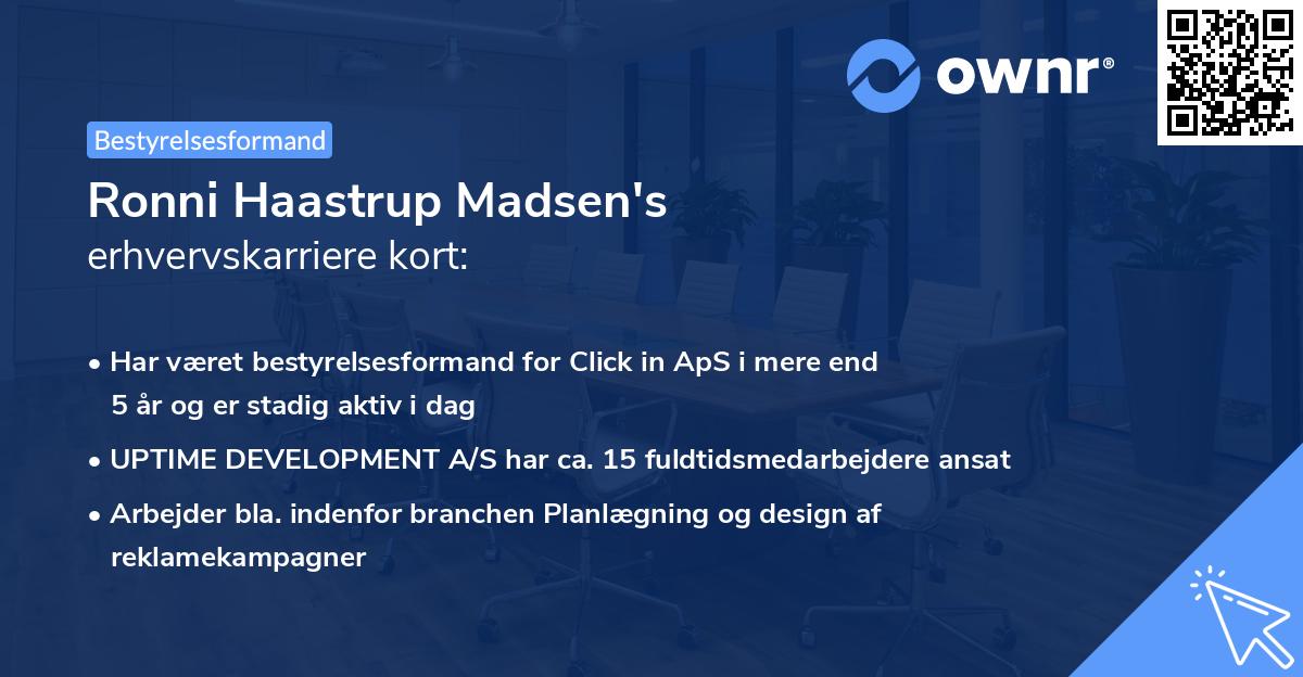 Ronni Haastrup Madsen's erhvervskarriere kort