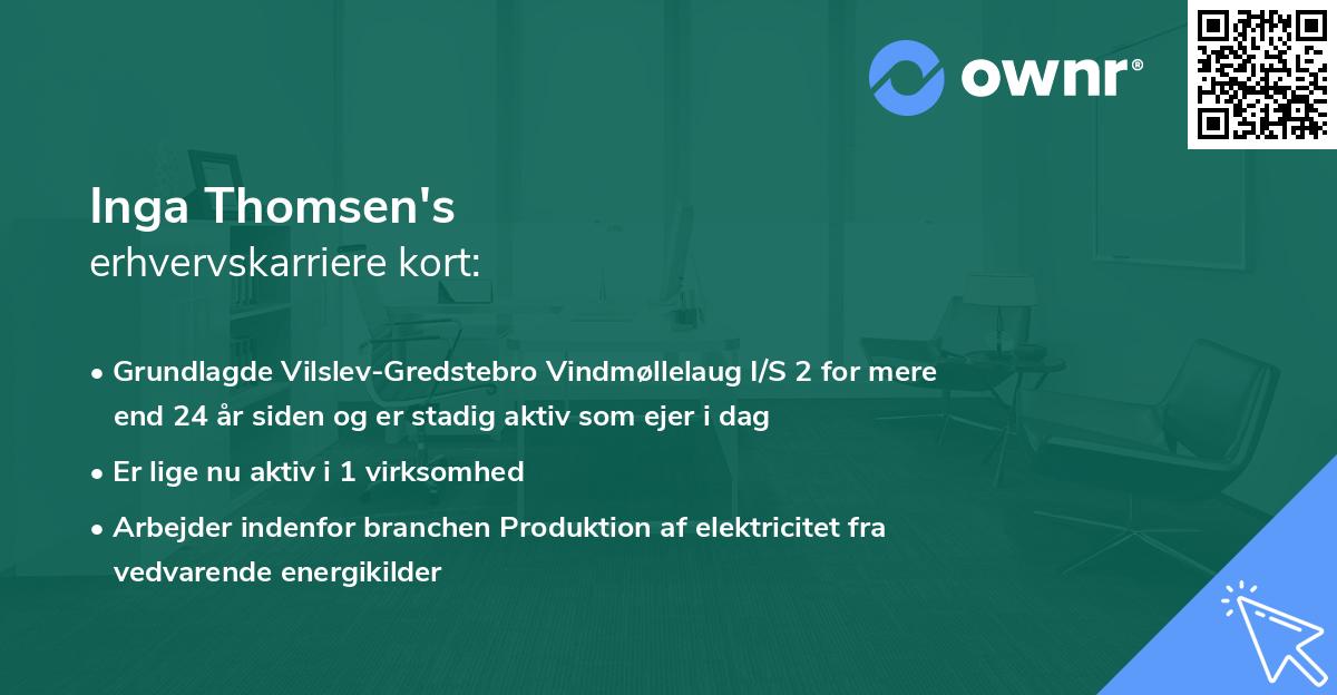 Inga Thomsen's erhvervskarriere kort