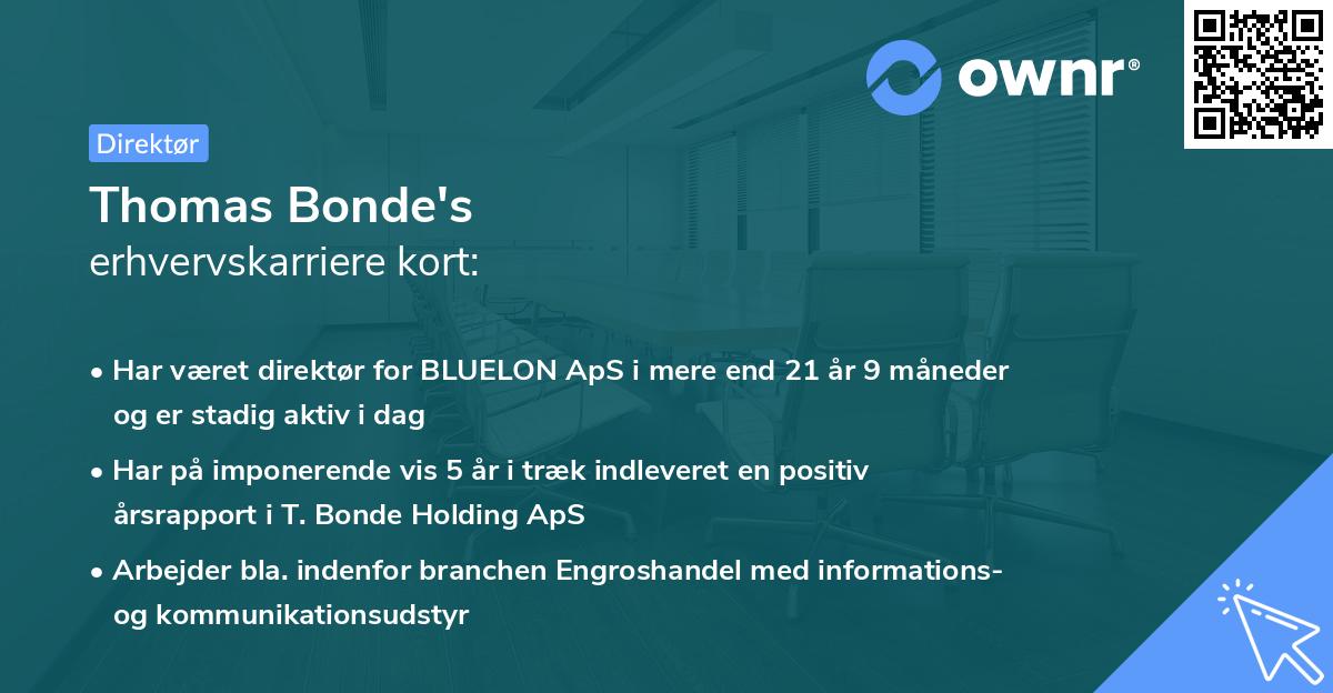 Thomas Bonde's erhvervskarriere kort