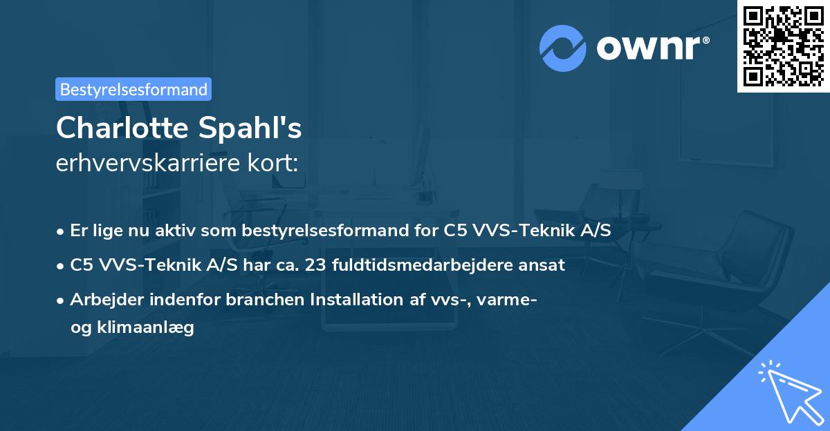Charlotte Spahl's erhvervskarriere kort