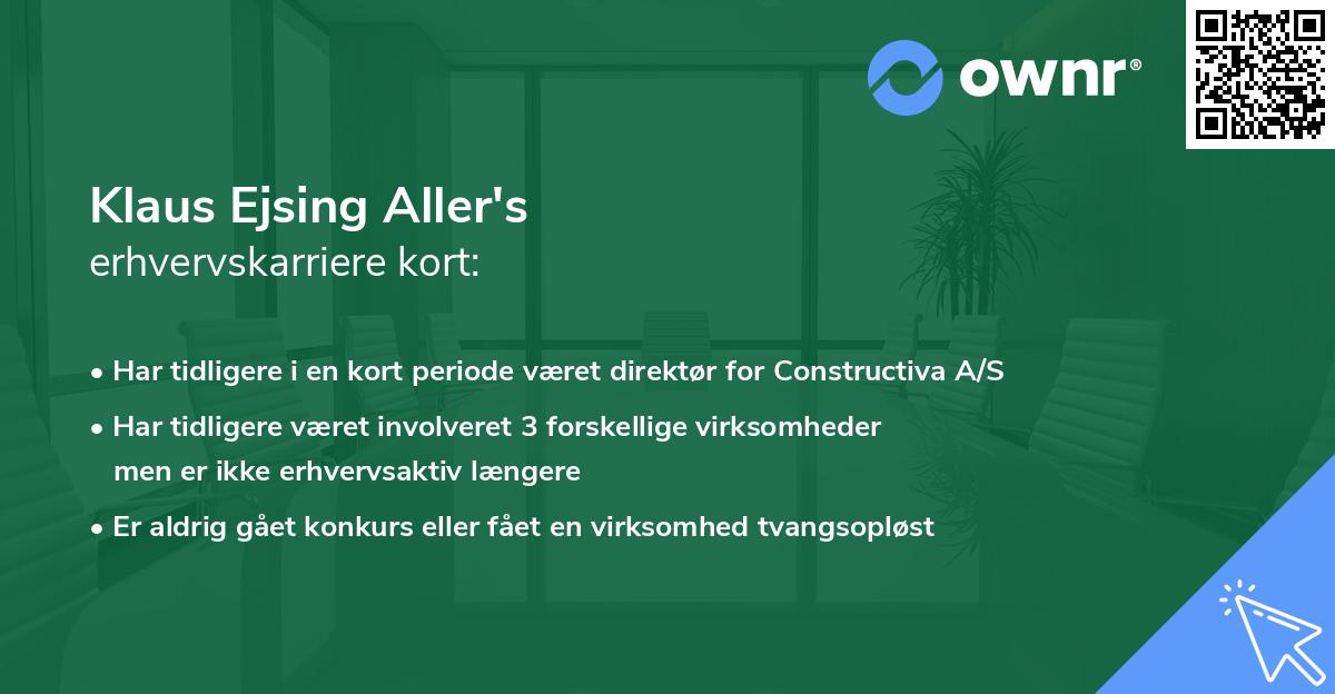Klaus Ejsing Aller's erhvervskarriere kort