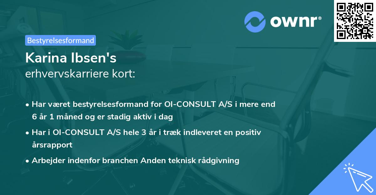 Karina Ibsen's erhvervskarriere kort