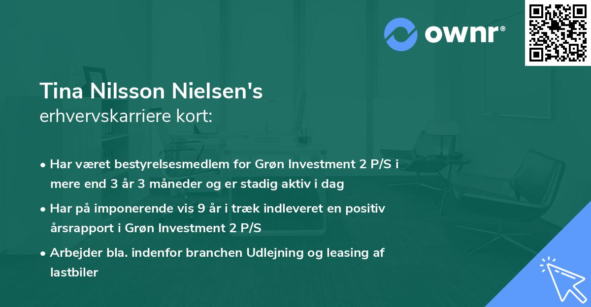 Tina Nilsson Nielsen's erhvervskarriere kort