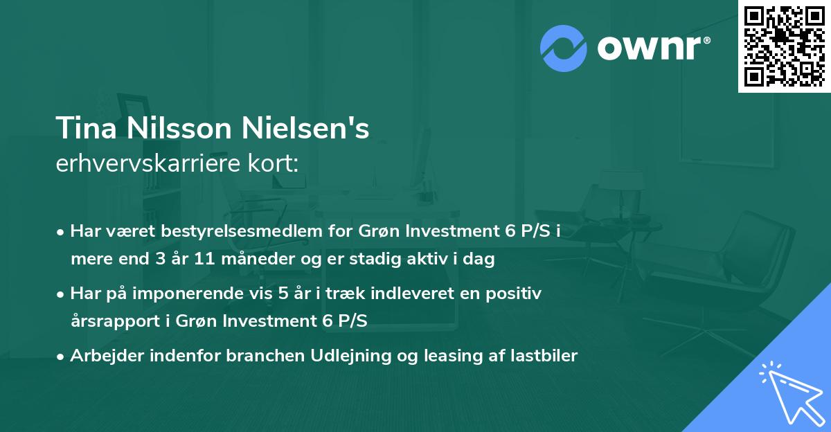 Tina Nilsson Nielsen's erhvervskarriere kort
