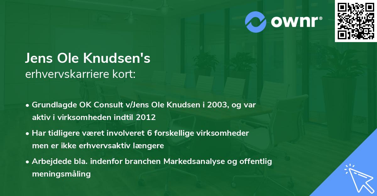 Jens Ole Knudsen's erhvervskarriere kort