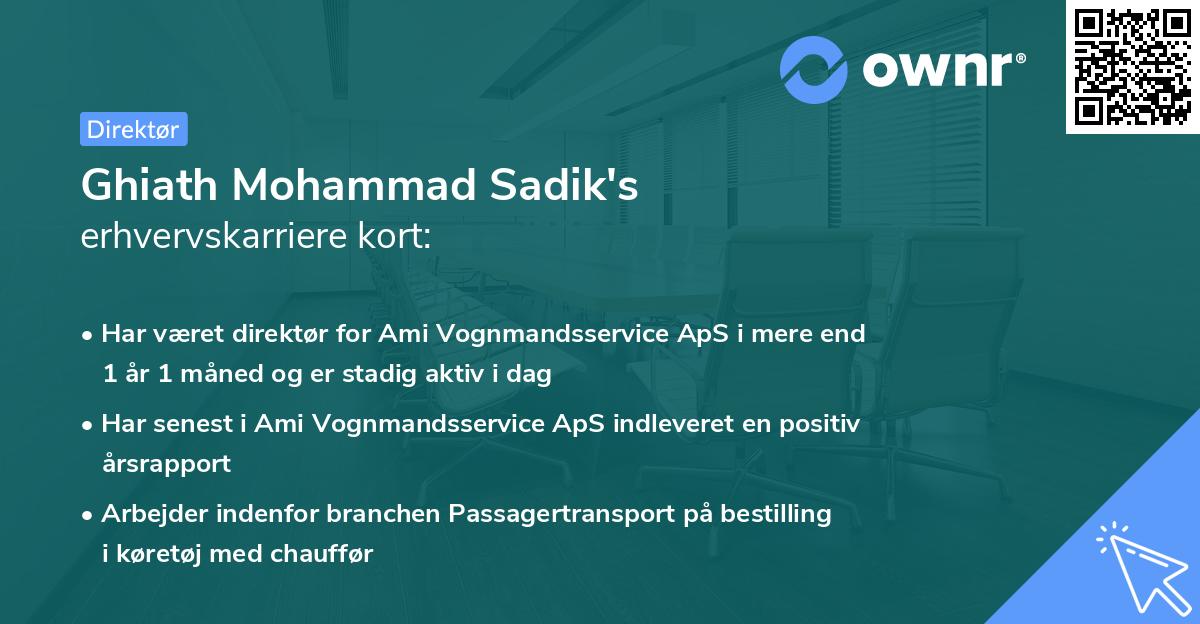 Ghiath Mohammad Sadik's erhvervskarriere kort