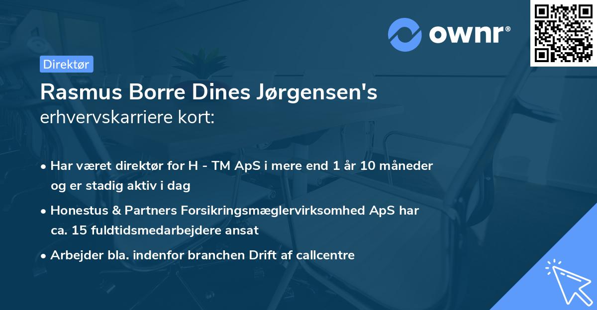 Rasmus Borre Dines Jørgensen's erhvervskarriere kort