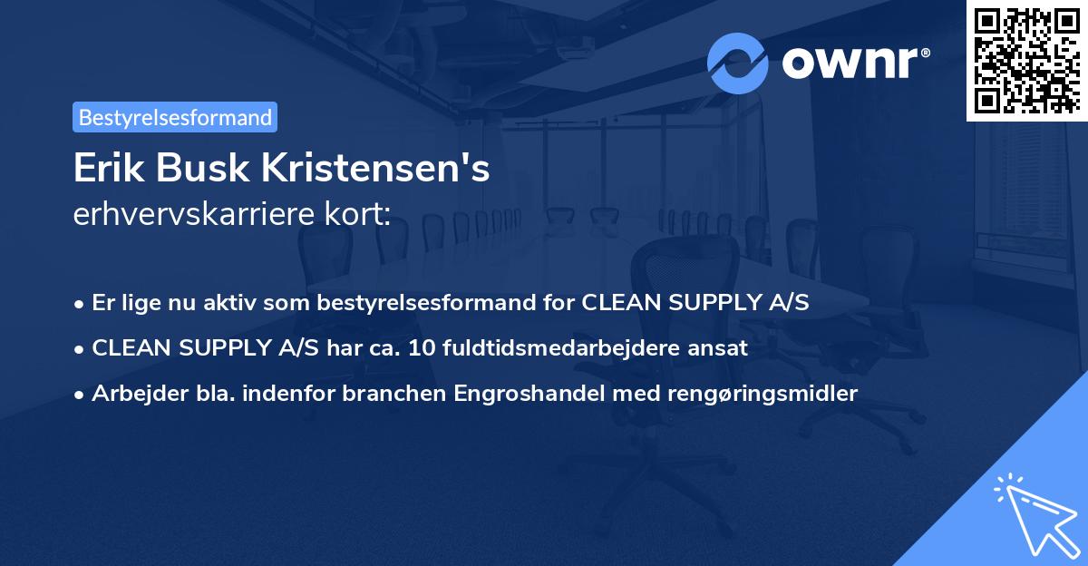 Erik Busk Kristensen's erhvervskarriere kort