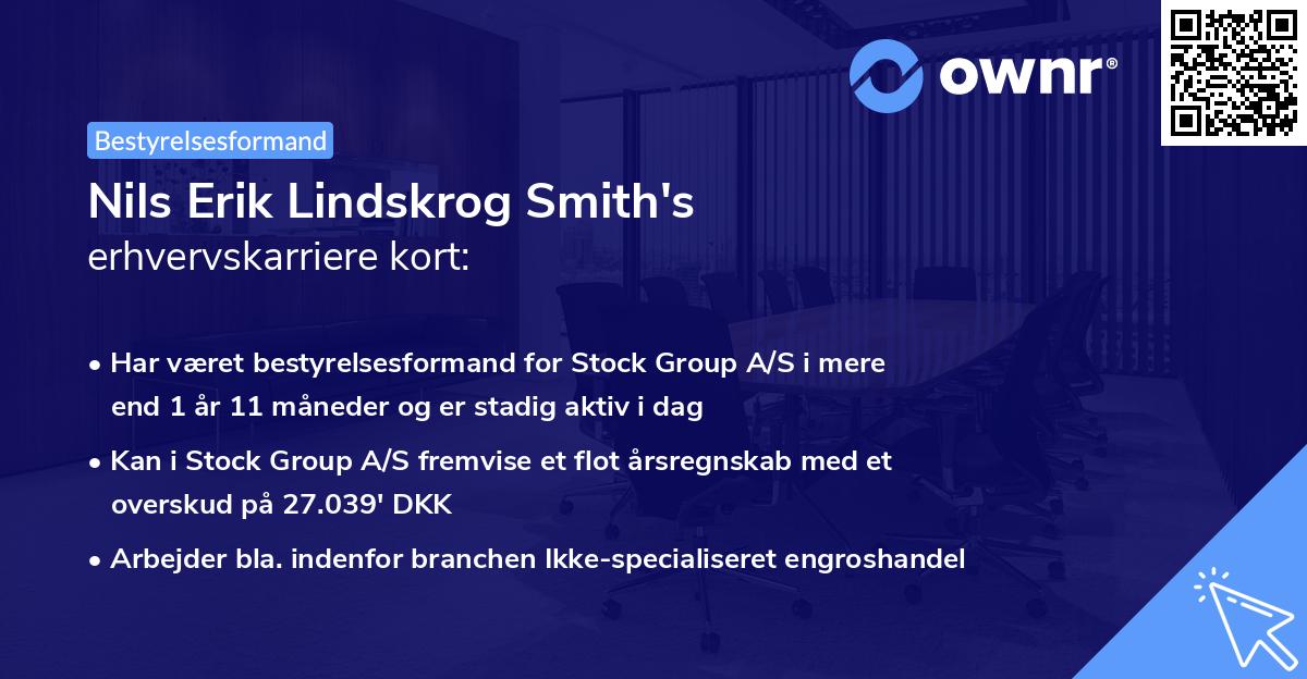 Nils Erik Lindskrog Smith's erhvervskarriere kort