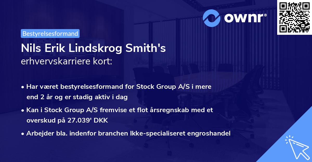 Nils Erik Lindskrog Smith's erhvervskarriere kort