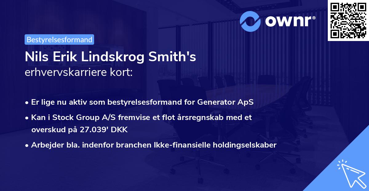 Nils Erik Lindskrog Smith's erhvervskarriere kort