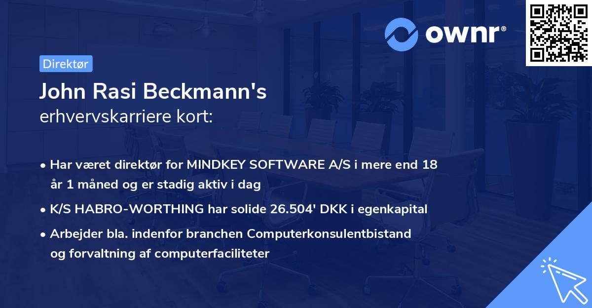 John Rasi Beckmann's erhvervskarriere kort