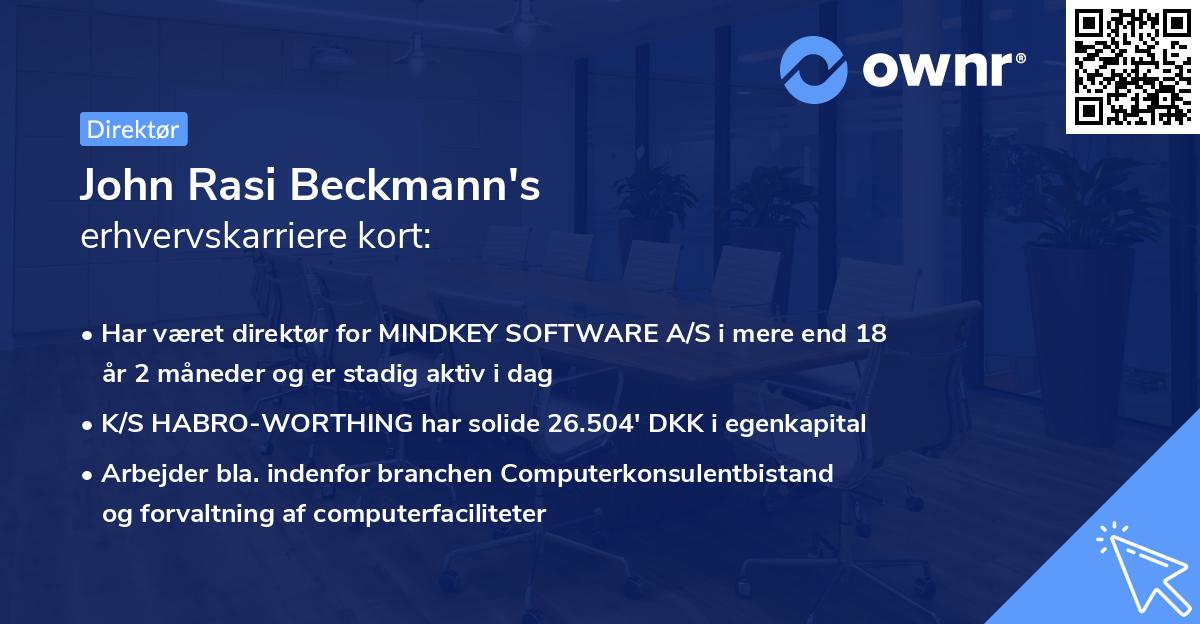 John Rasi Beckmann's erhvervskarriere kort