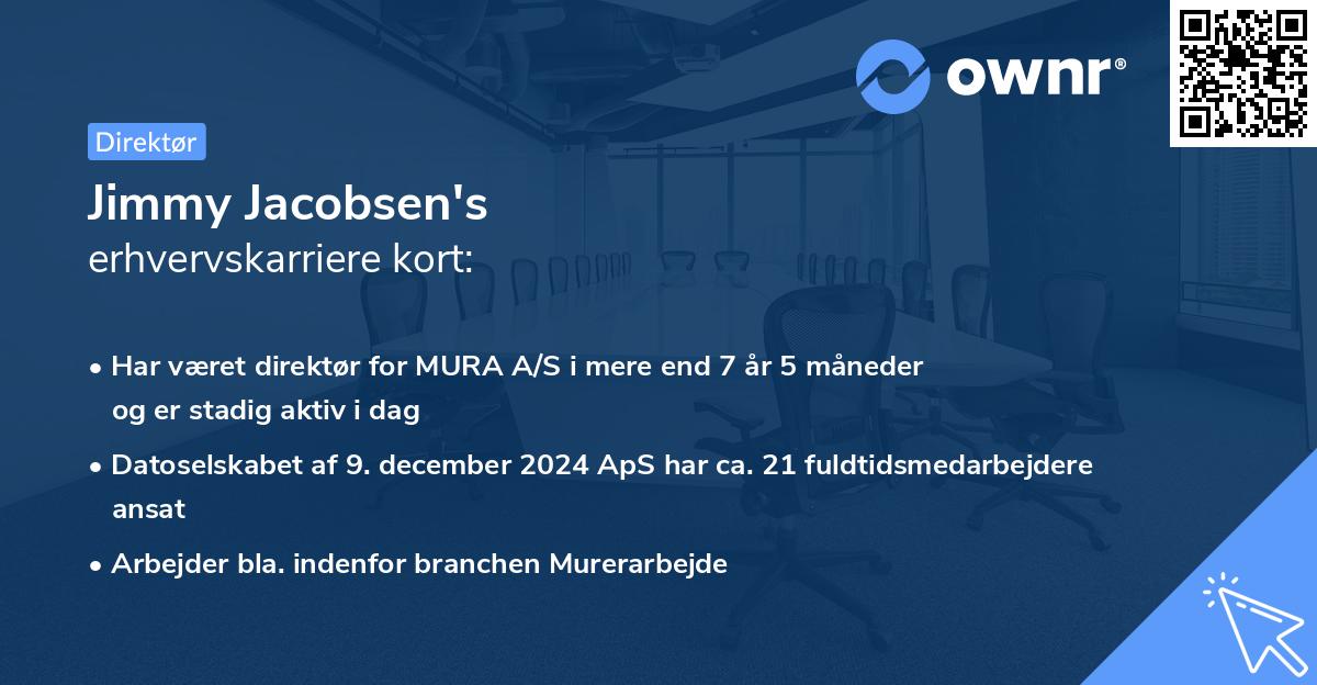 Jimmy Jacobsen's erhvervskarriere kort