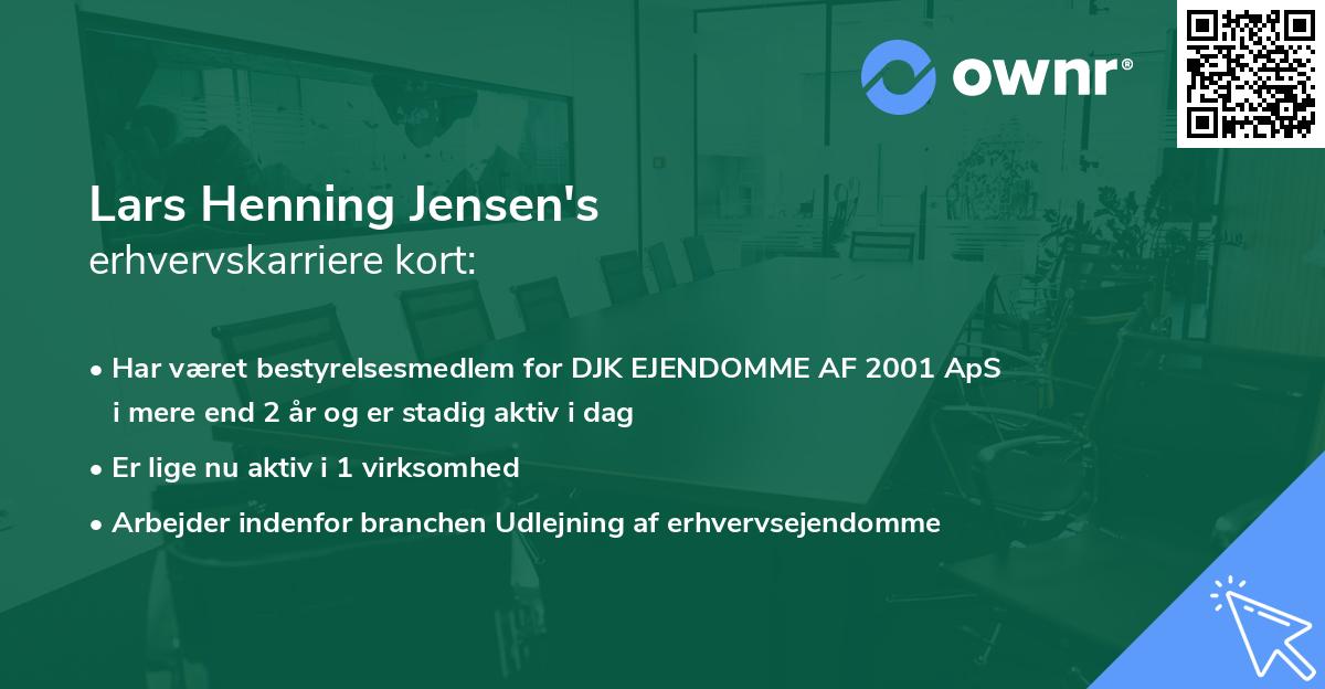 Lars Henning Jensen's erhvervskarriere kort