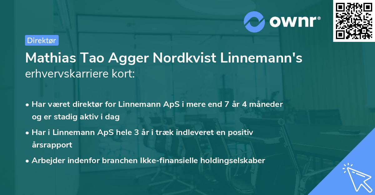 Mathias Tao Agger Nordkvist Linnemann's erhvervskarriere kort