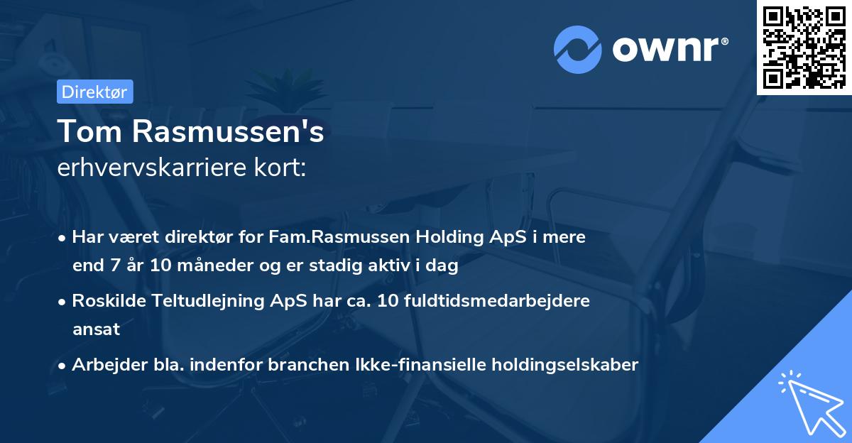 Tom Rasmussen's erhvervskarriere kort