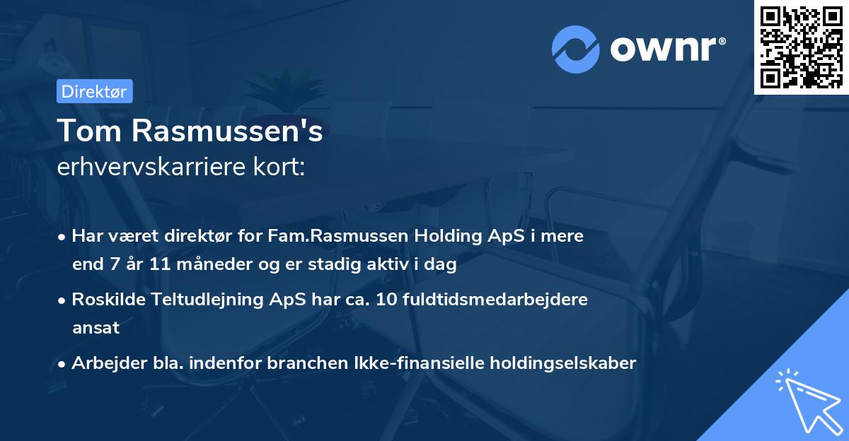 Tom Rasmussen's erhvervskarriere kort